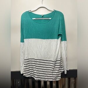 Women’s Long Sleeve Blue white & black striped top